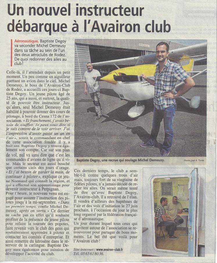 Un nouvel instructeur débarque à Av’AIRon Club