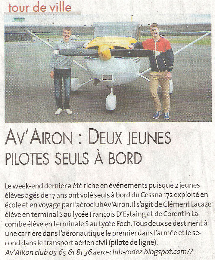 Deux jeunes pilotes seuls à bord