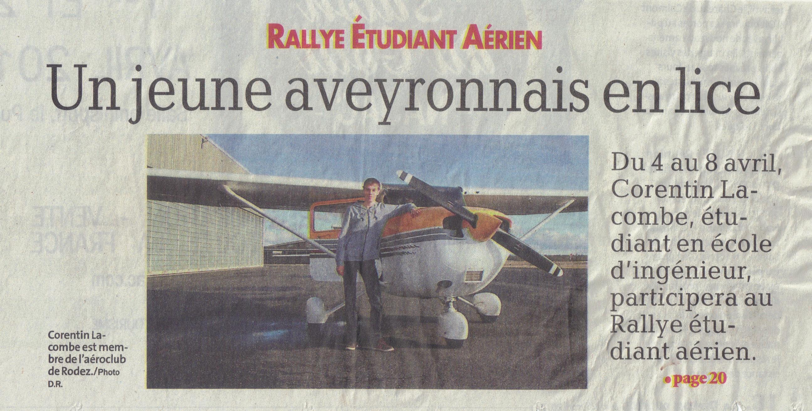 Corentin au Rallye Aérien Etudiant